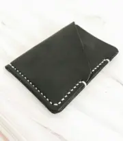 Handmade Black Leather Card Wallet