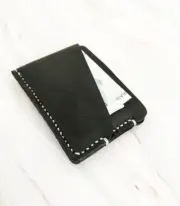 Handmade Black Minimal Leather Card Wallet