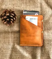 Handmade Camel Leather Card Wallet
