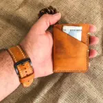 Handmade Camel Leather Card Wallet