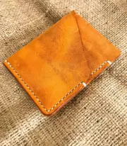 Handmade Camel Leather Card Wallet