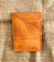 Handmade Camel Leather Card Wallet