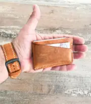 Handmade Camel Minimal Leather Card Wallet
