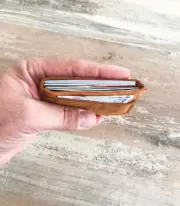 Handmade Camel Minimal Leather Card Wallet