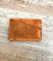 Handmade Camel Minimal Leather Card Wallet