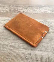 Handmade Camel Minimal Leather Card Wallet