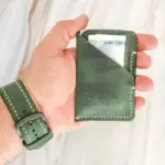 Handmade Dark Green Leather Card Wallet