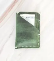 Handmade Dark Green Leather Card Wallet
