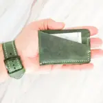 Handmade Dark Green Minimal Leather Card Wallet