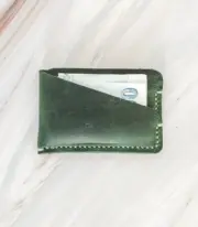 Handmade Dark Green Minimal Leather Card Wallet