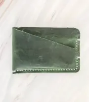 Handmade Dark Green Minimal Leather Card Wallet