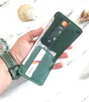 Handmade Dark Green Minimal Leather Wallet