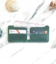 Handmade Dark Green Minimal Leather Wallet