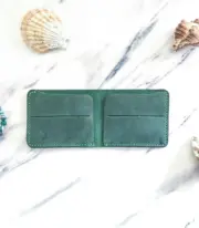 Handmade Dark Green Minimal Leather Wallet
