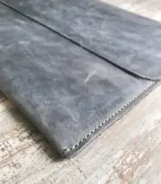 Handmade Gray Leather Macbook Case