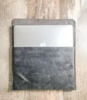Handmade Gray Leather Macbook Case
