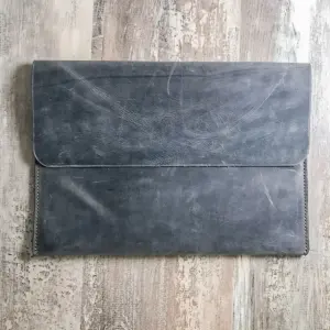 Handmade Gray Leather Macbook Case