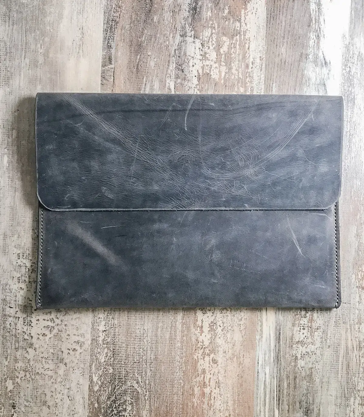 Handmade Gray Leather Macbook Case