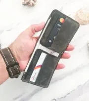 Handmade Gray Minimal Leather Wallet