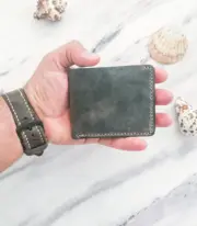 Handmade Gray Minimal Leather Wallet
