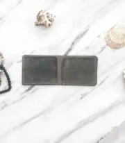 Handmade Gray Minimal Leather Wallet