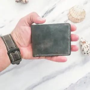 Handmade Gray Minimal Leather Wallet