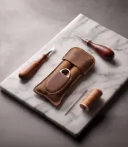 Handmade & Hand Stitched Leather 2 Cigar Case
