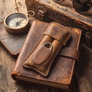 Handmade & Hand Stitched Leather 2 Cigar Case
