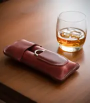 Handmade & Hand Stitched Red Leather 2-Cigar Case
