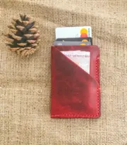 Handmade Red Leather Card Wallet