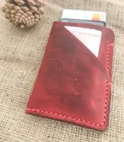 Handmade Red Leather Card Wallet