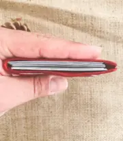 Handmade Red Minimal Leather Card Wallet