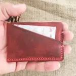 Handmade Red Minimal Leather Card Wallet