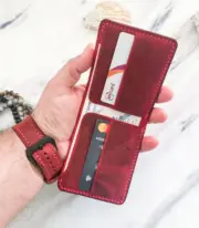 Handmade Red Minimal Leather Wallet