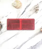 Handmade Red Minimal Leather Wallet