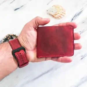 Handmade Red Minimal Leather Wallet